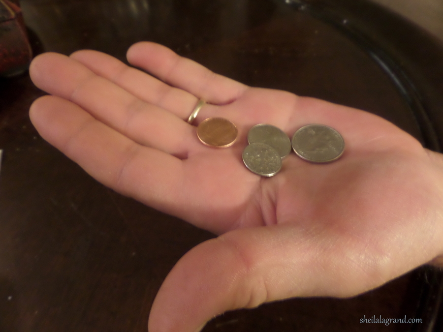hand holding coins